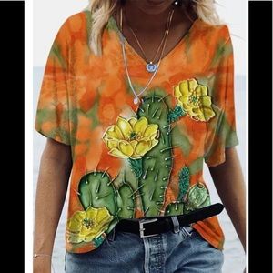 🆕CACTUS FLORAL ORANGE BLOUSE